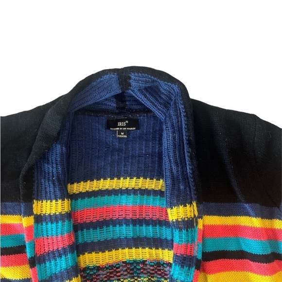 IRIS Los Angeles Vibrant Fringe Long Cardigan Sweater Women’s Med 100% Acrylic - Picture 2 of 6
